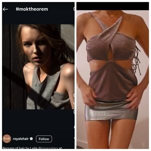 Nwot Mok Theorem H. Lorenzo Couture Winter Soft Velvet Plum Tie Top Xs S